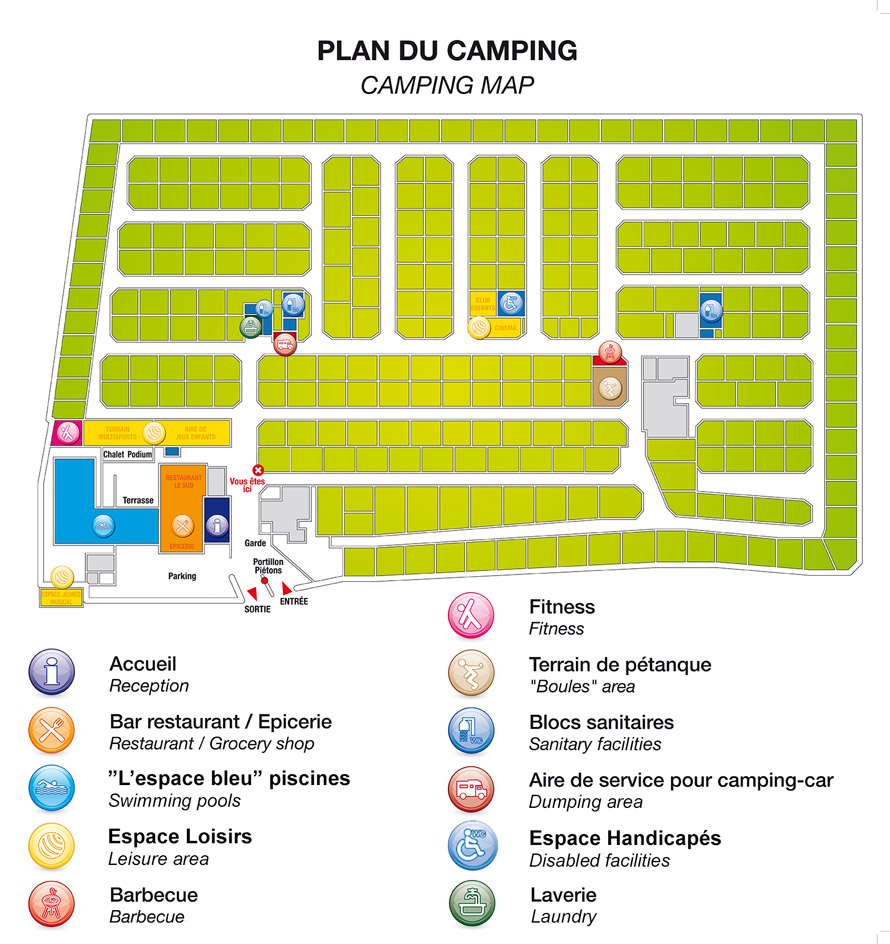  Plan du camping Abri de camargue
